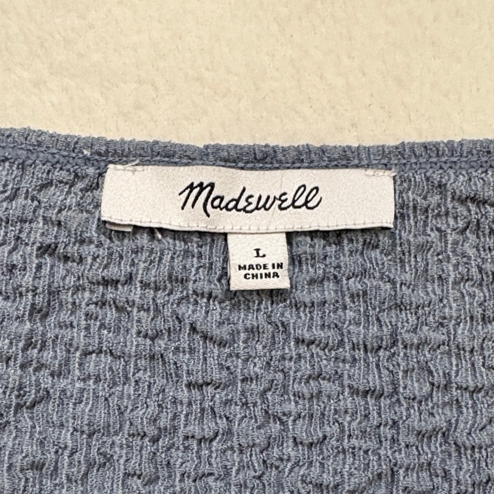 Madewell Gray Textured Stretch Deep Scoop Neck Blouse GUC (see description) L - Picture 2 of 7
